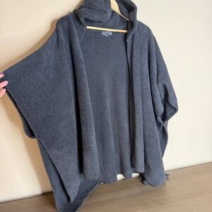 Barefoot Dreams Charcoal Gray Hooded Poncho Wrap One Size